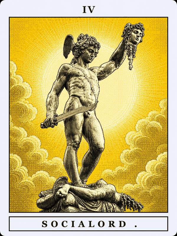 Carte tarot pixel art IV — SOCIALORD, le cockpit de production de contenu